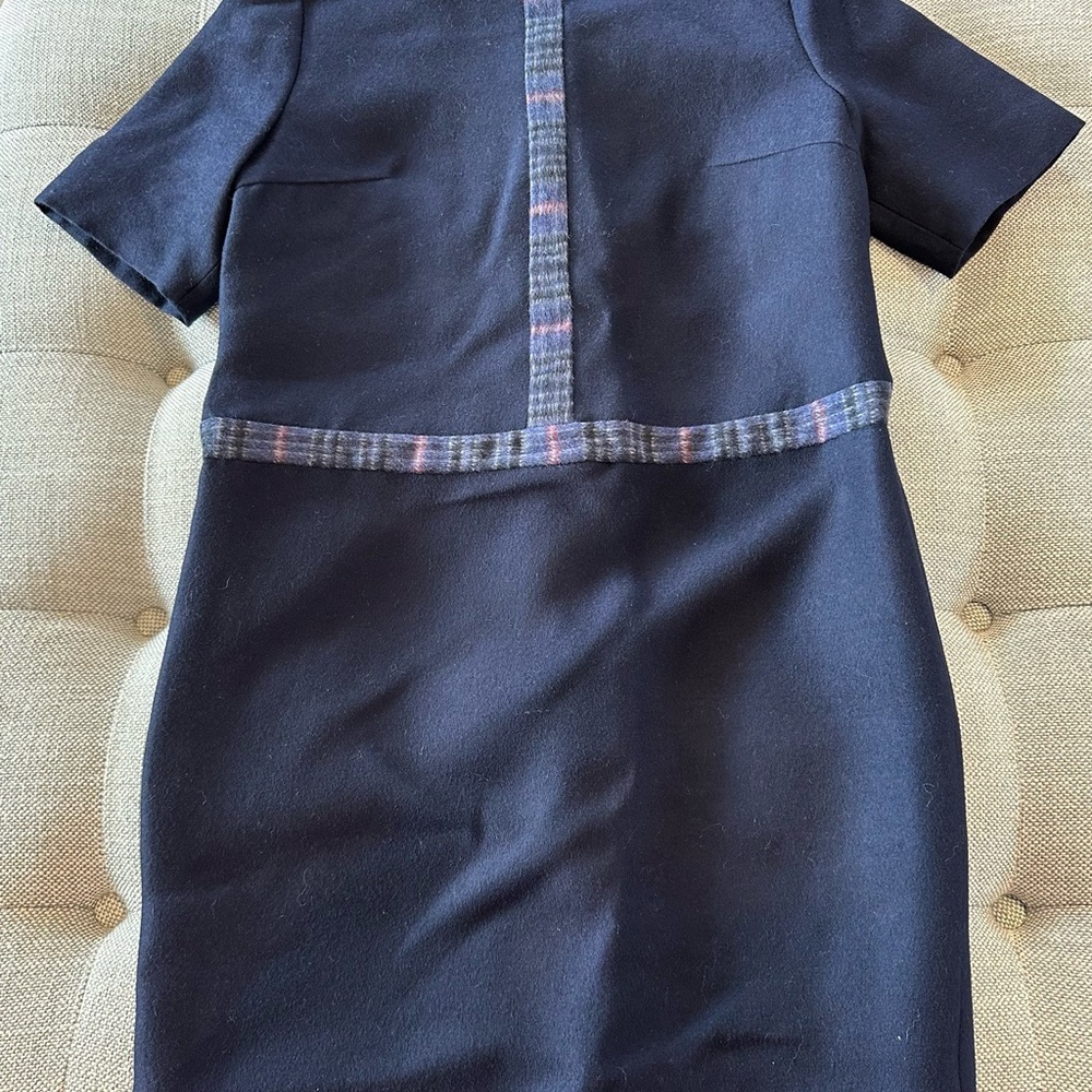 Private Label Blue Dress with Subtle Plaid Details